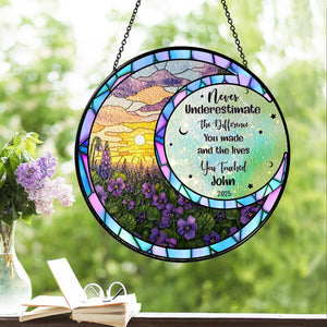 Personalized Retirement Stained Glass Suncatcher, Floral Window Hanging Gift, Custom Retirement Keepsake for Coworker or Friend