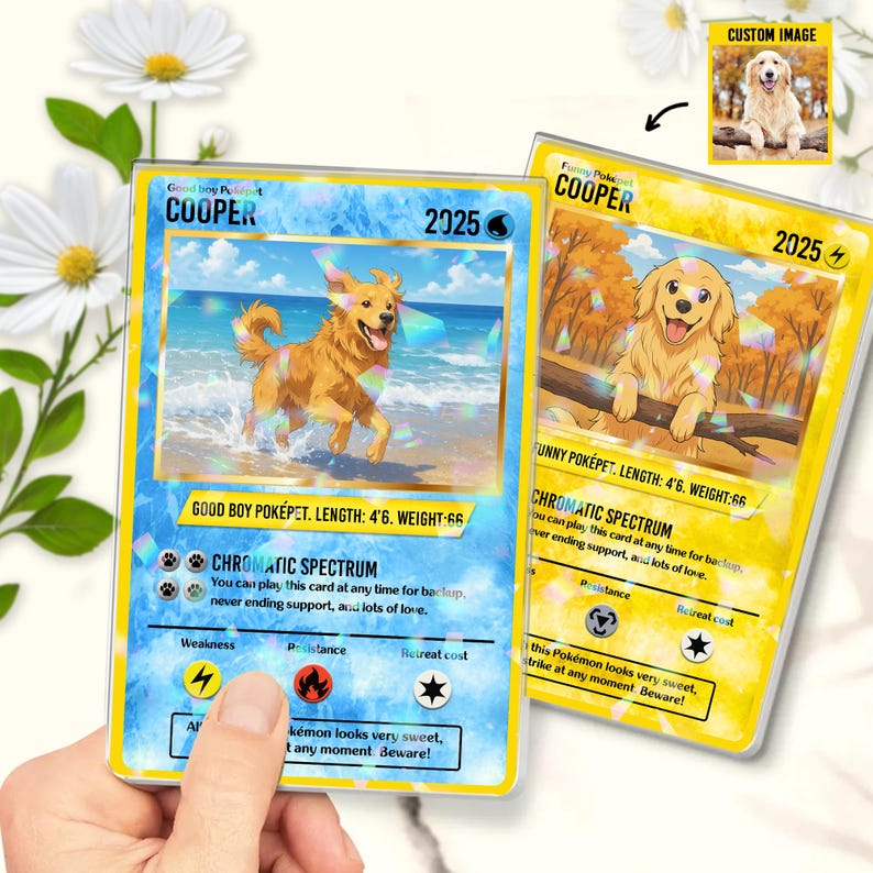 Custom Pet Poke Trading Card Personalized Animal Art Gift for Pet Lovers, Unique Keepsake for Dogs, custom holographic trading card