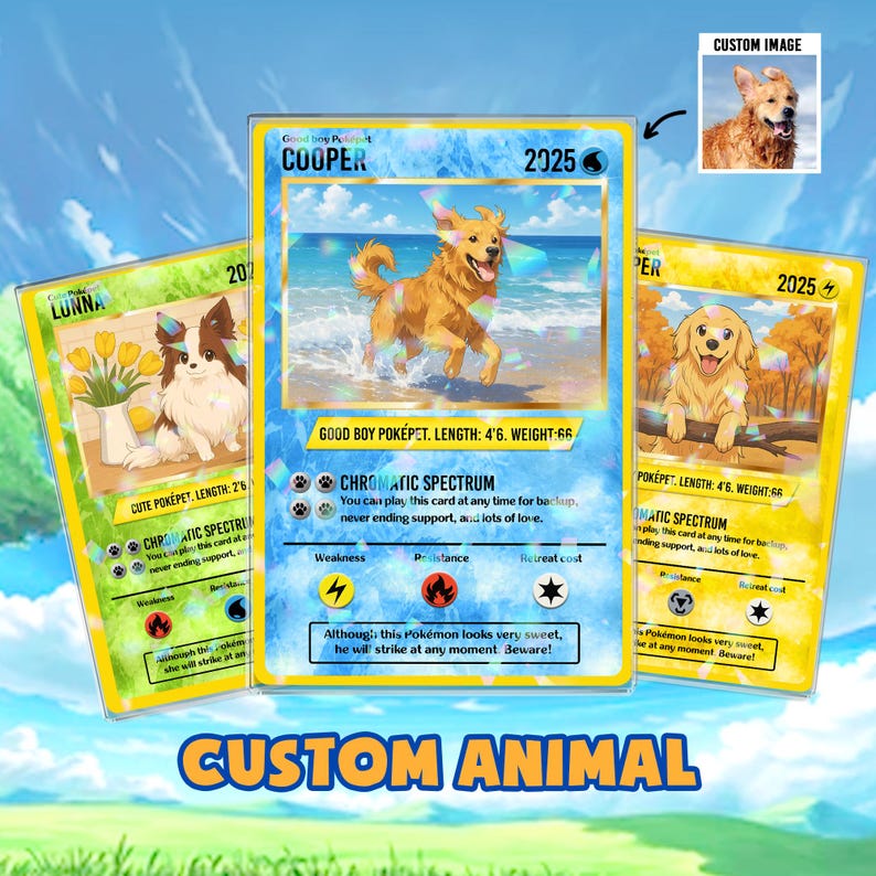 Custom Pet Poke Trading Card Personalized Animal Art Gift for Pet Lovers, Unique Keepsake for Dogs, custom holographic trading card