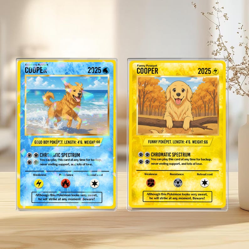 Custom Pet Poke Trading Card Personalized Animal Art Gift for Pet Lovers, Unique Keepsake for Dogs, custom holographic trading card