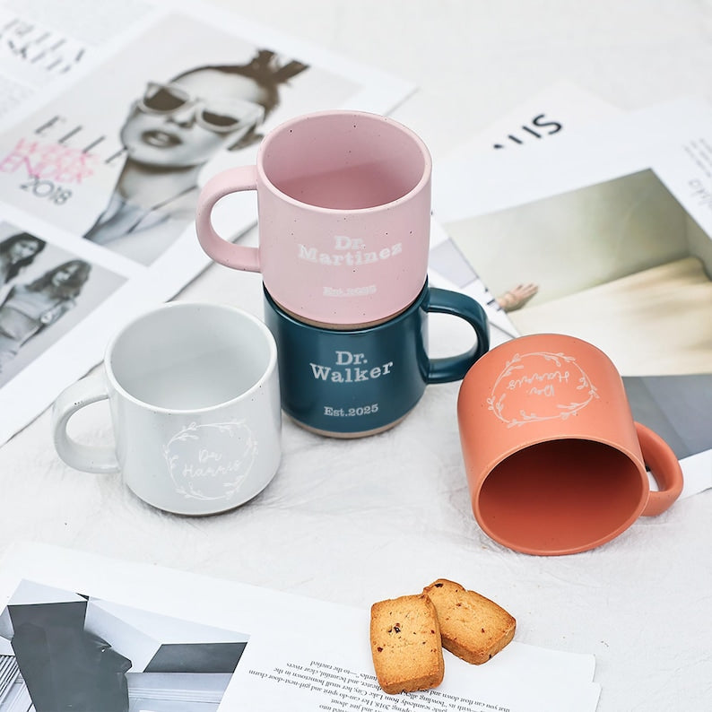 Personalized Dr Coffee Mug, Engraved Ceramic Mug Est 2025 Gift, Tea Mug Coffee Cup, PHD Graduation Gift, Appreciation Gift, PHD Student Gift