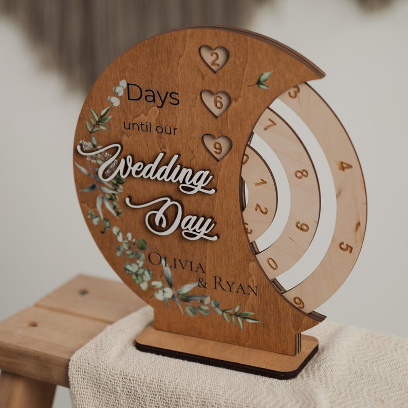 Personalized Wedding Countdown Calendar: Engagement Gift for Couple