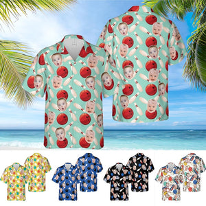 Custom Face Bowling Shirts, Personalized Bowling Hawaiian Shirt, Funny Bowling Shirts, Custom Face Shirts, Gift For Dad Mom, Bowling Lovers