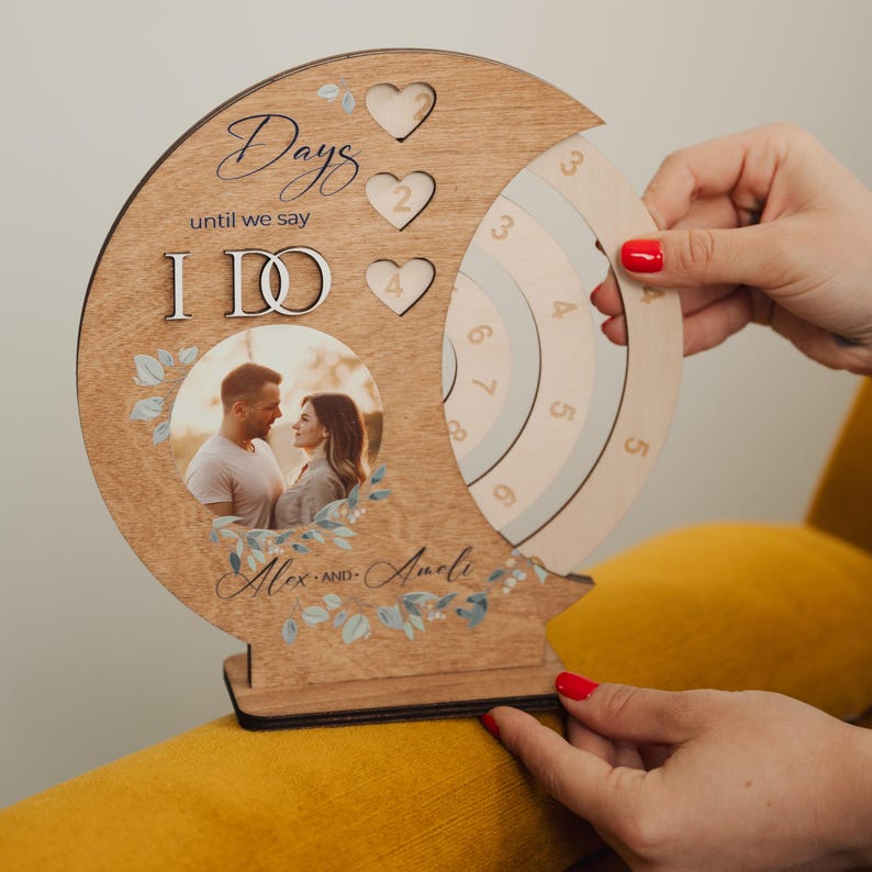 Personalized Wedding Countdown Calendar: Engagement Gift for Couple
