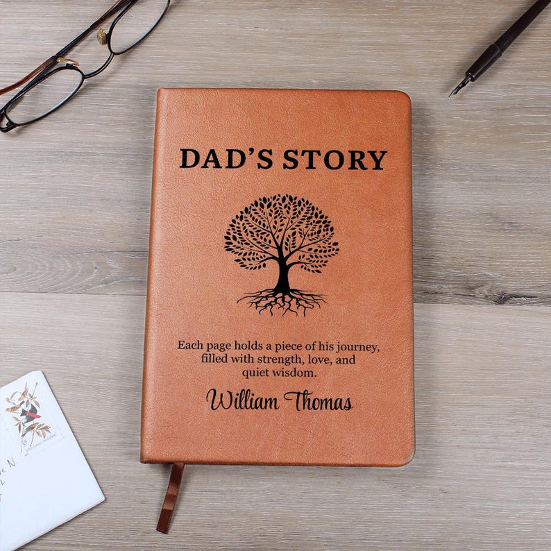Dad's Story Journal With Custom Name, Handwritten Family Keepsake, Christmas Gift Journal for Dad, Personalised Father's Legacy Notebook