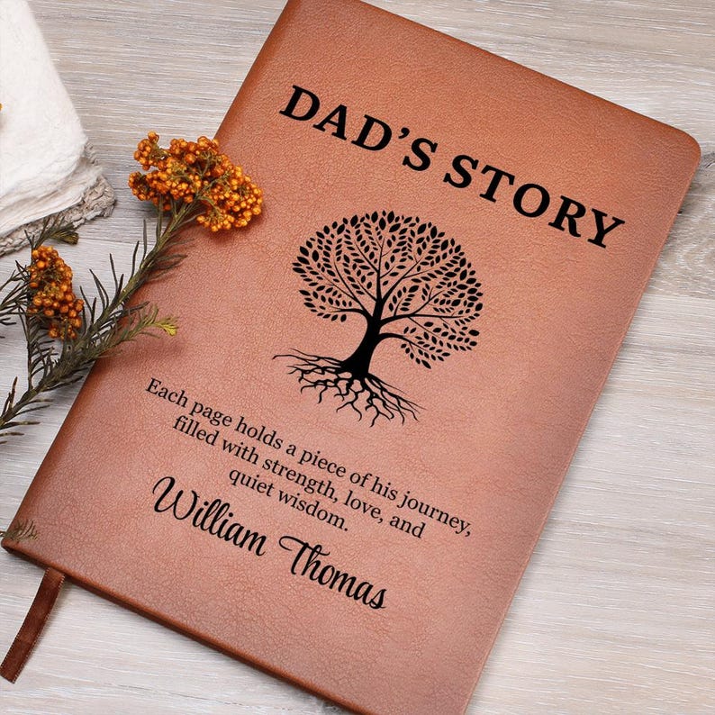 Dad's Story Journal With Custom Name, Handwritten Family Keepsake, Christmas Gift Journal for Dad, Personalised Father's Legacy Notebook