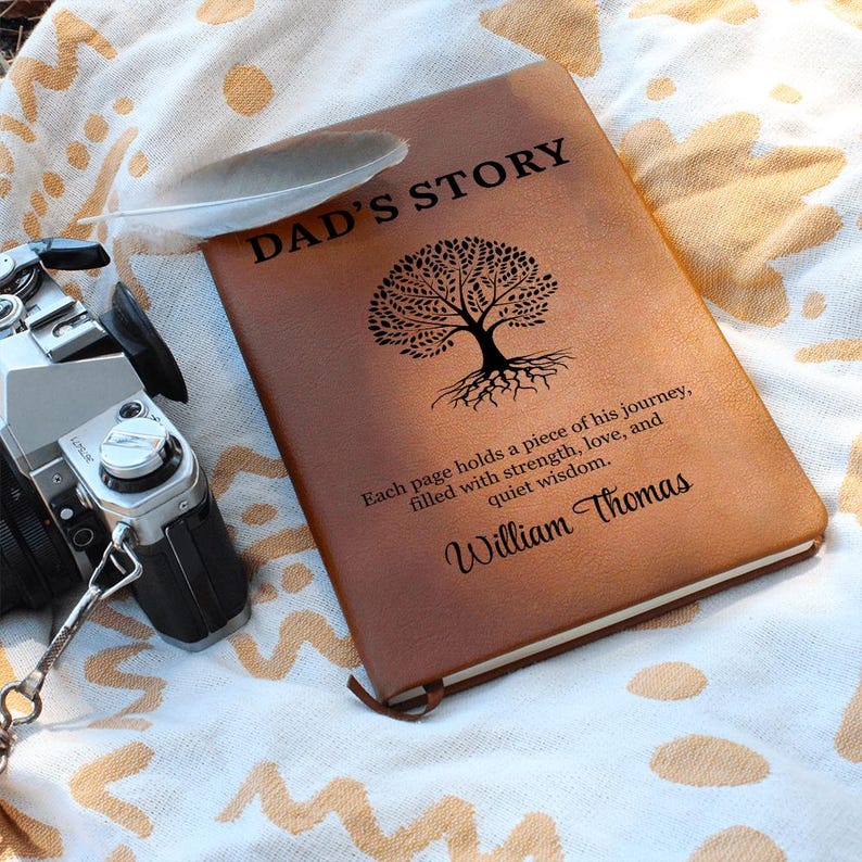 Dad's Story Journal With Custom Name, Handwritten Family Keepsake, Christmas Gift Journal for Dad, Personalised Father's Legacy Notebook