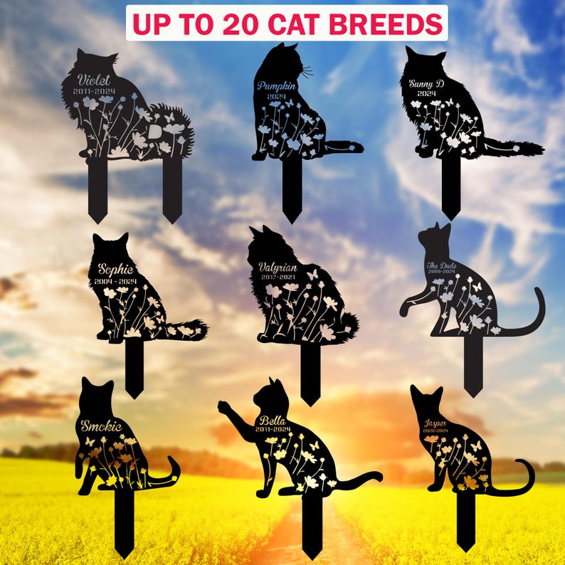 Customized Cat Memorial Stake, Metal Stake, Cat Grave Marker, Cat Memorial Gifts, Cat Lover Gift, Pet Loss Gift, Remembrance Stake