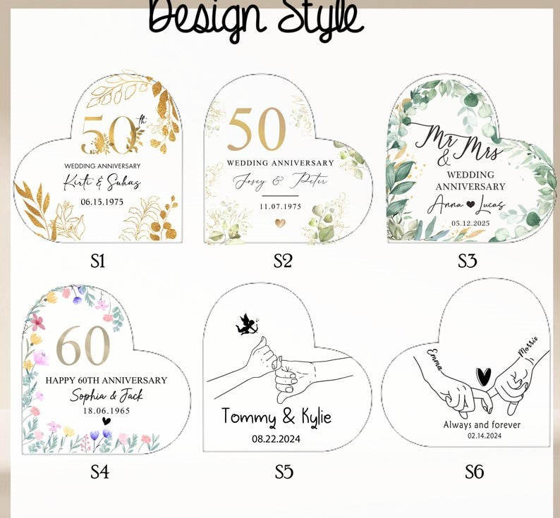 Personalized Golden Anniversary Cake Topper 50th Anniversary Gift Heart Plaque Custom Anniversary Cake Topper 50th Anniversary Plaque Gift