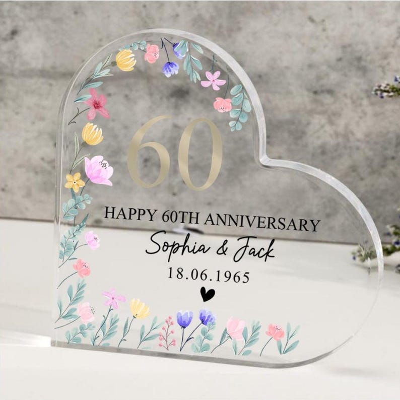 Personalized Golden Anniversary Cake Topper 50th Anniversary Gift Heart Plaque Custom Anniversary Cake Topper 50th Anniversary Plaque Gift