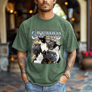 Custom Cat Dad Shirt - Personalized Photo Gift for Cat Lover, Cat Dad, or Pet Parent - Customizable Bootleg Pet Photo Tee