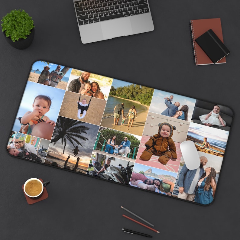 Photo Desk Mat, Personalized Customized Mouse Pad, Office Desk Decor, Computer Workstation Accessories, Photo Gift Idea