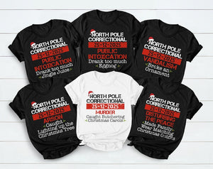 Matching Family Christmas Pajama Shirts, North Pole Correctional, Funny Group Christmas Pajamas, Custom Christmas Tees, Matching Family Tees
