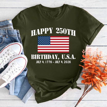 Happy 250th Birthday USA Shirt, Patriotic 4th of July Shirt, Semiquincentennial Gift, Independence Day USA Shirt, 1776-2026