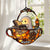 Reading Ghost in Teacup Faux Stained Glass Suncatcher, Acrylic Halloween Window Hanging for Spooky Bathrooms and Book Lovers, Reader Gift