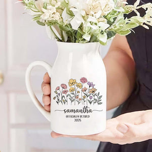 Personalized Retirement Ceramic Flower Vase, Custom Happy Retirement Gift, Appreciation Gift, Thank You Gift, Teacher Gift, Retired Gift