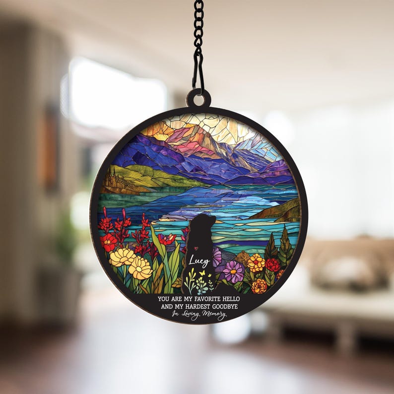 Custom Dog Memorial Suncatcher with Dog Breed, Personalized Couple Dog Suncatcher With Name, Dog Memorial Gift, Dog Loss Gift