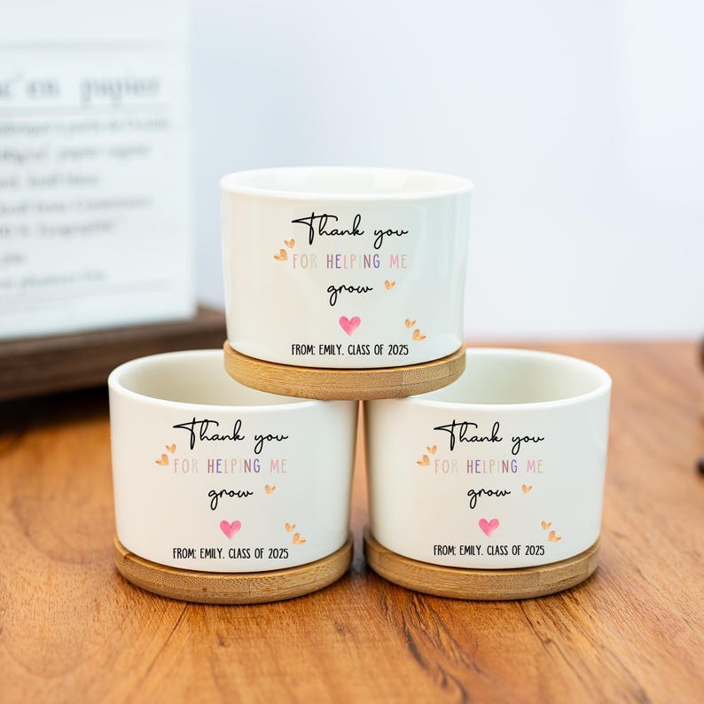 Custom Planter Teacher Gift,Personalized Planter,Teacher Flower Pot,Gift for Teacher,Gift for Caregiver,Mini Succulent,Back to School Gift