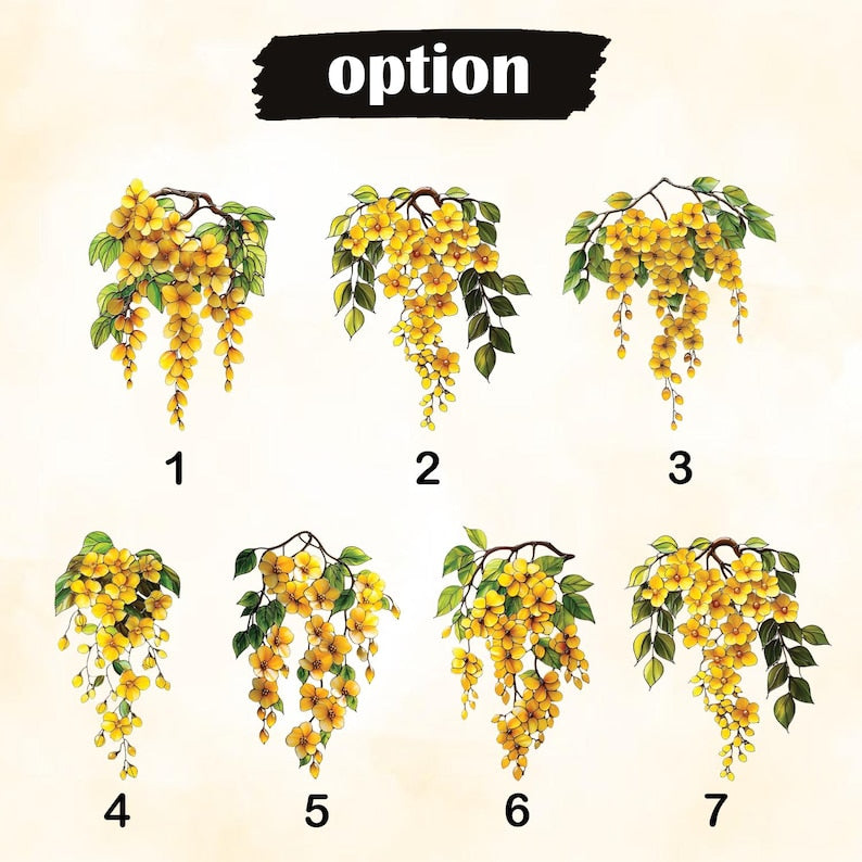 Cascading Yellow Flower Acrylic Suncatcher Faux Stained Glass Window Hanging with Green Leaves, Sunny Garden Decor for Floral Lovers