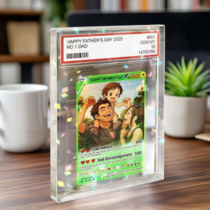 Personalized Father s Day Gift, Anime Trading Card Style Photo Acrylic Plaque, Gamer Dad Gift from Kid, Custom New Dad or Husband Gift