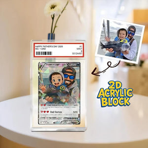 Personalized Father s Day Gift, Anime Trading Card Style Photo Acrylic Plaque, Gamer Dad Gift from Kid, Custom New Dad or Husband Gift