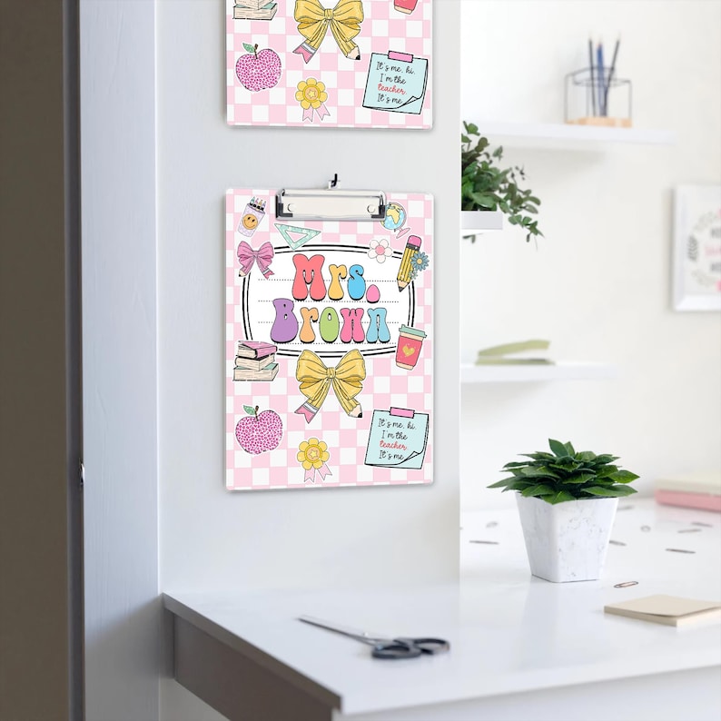 Groovy Back To School Teacher School Supplies, Custom Teacher Clipboard Composition Book With Name, Personalized Teacher Gifts Appreciation