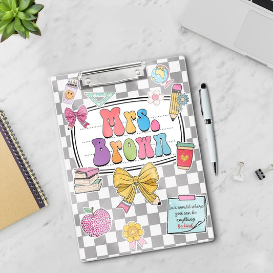 Groovy Back To School Teacher School Supplies, Custom Teacher Clipboard Composition Book With Name, Personalized Teacher Gifts Appreciation