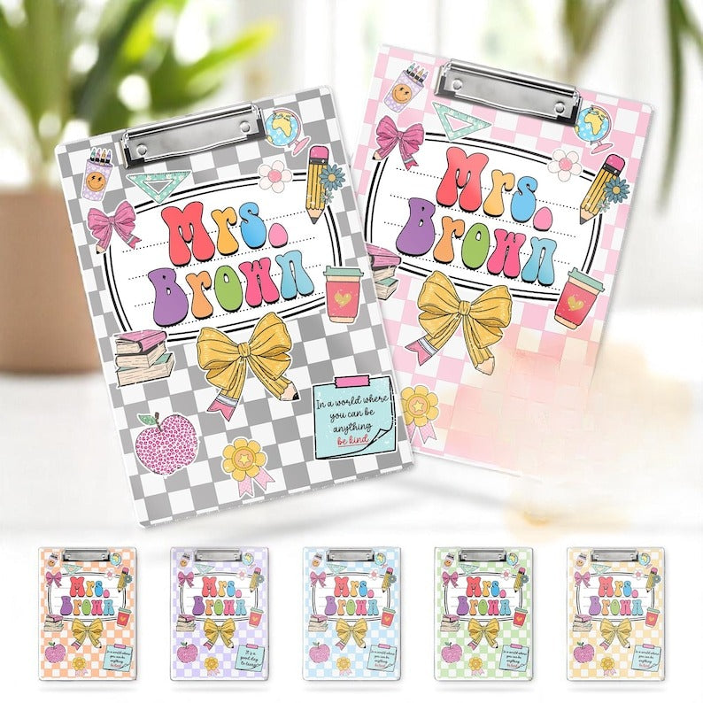 Groovy Back To School Teacher School Supplies, Custom Teacher Clipboard Composition Book With Name, Personalized Teacher Gifts Appreciation