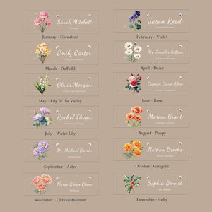 Personalized Acrylic Desk Name Plate with Flowers Custom Office Name Sign Clear Desk Plaque for Teacher, Doctor, or Office Decor