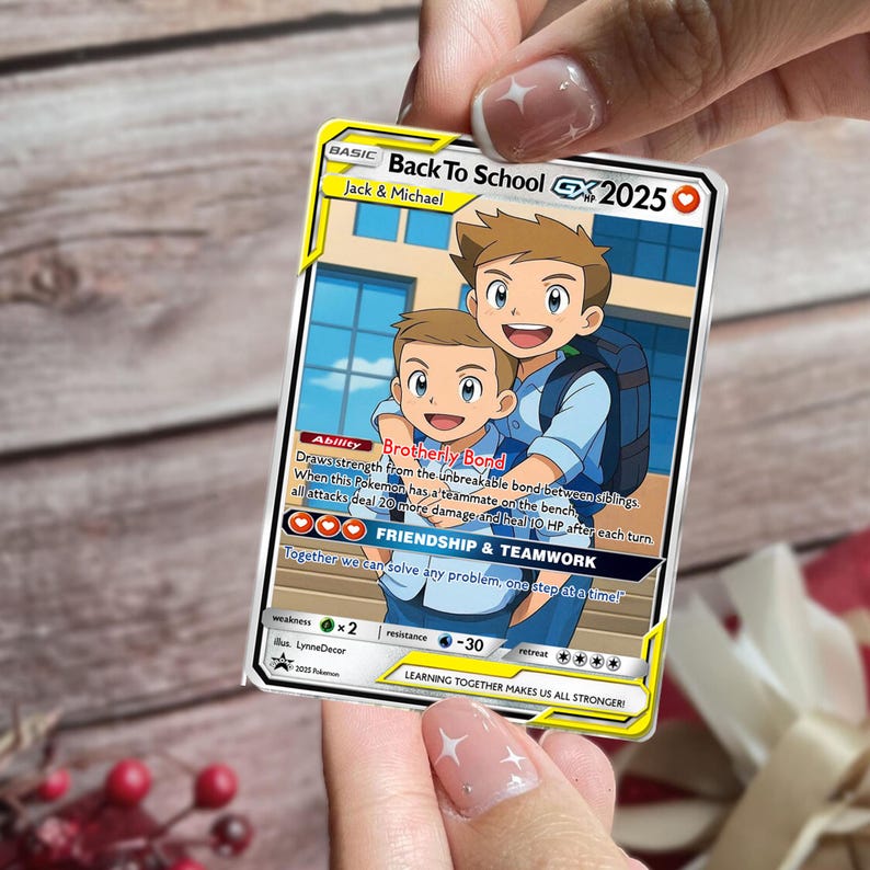 Personalized Pokemon Back to School Card, Custom Anime Style Student Gift, First Day of School Card, Custom Card for Kids, Gift for Boy Girl