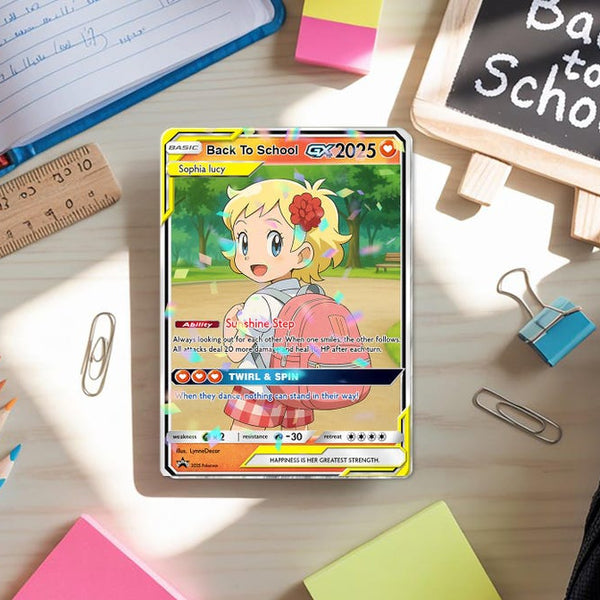 Personalized Pokemon Back to School Card, Custom Anime Style Student G