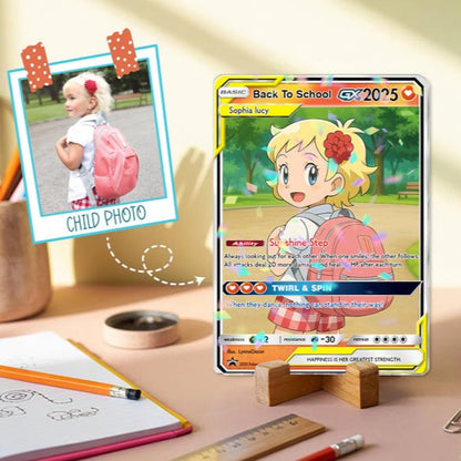 Personalized Pokemon Back to School Card, Custom Anime Style Student Gift, First Day of School Card, Custom Card for Kids, Gift for Boy Girl