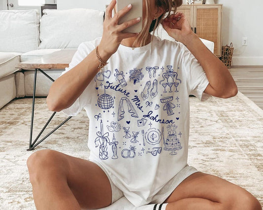 Custom Future Mrs Shirt, Bride To Be Gift, Newly Engaged Gift, Custom Last Name Shirt, Just Engaged Gift for Fiancee, In My Engaged Era