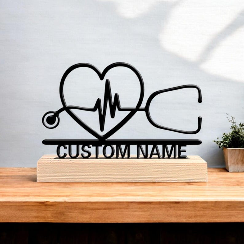 Custom Doctor Name Plaque, Personalized Stethoscope Name Sign, Medical Office Decor, Nurse or Doctor Gift, Healthcare Worker Name Plate