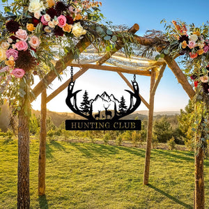 Personalized Metal Deer Cabin Sign, Deer Hunter Dad Gift, Cabin Metal Decor, Outdoor Ranch Sign, Personalized Lodge Decor,Hunting Lover Gift