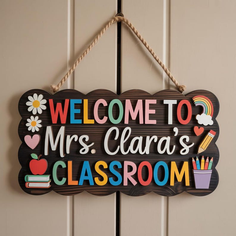 Personalized Welcome to My Classroom Sign, Teacher Door Hanger, Teacher Welcome Sign, Class Welcome Sign, Teacher Door Sign, Classroom Decor