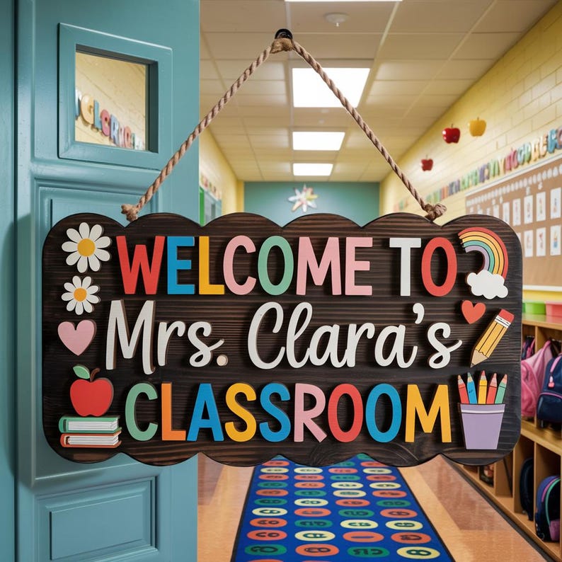 Personalized Welcome to My Classroom Sign, Teacher Door Hanger, Teacher Welcome Sign, Class Welcome Sign, Teacher Door Sign, Classroom Decor