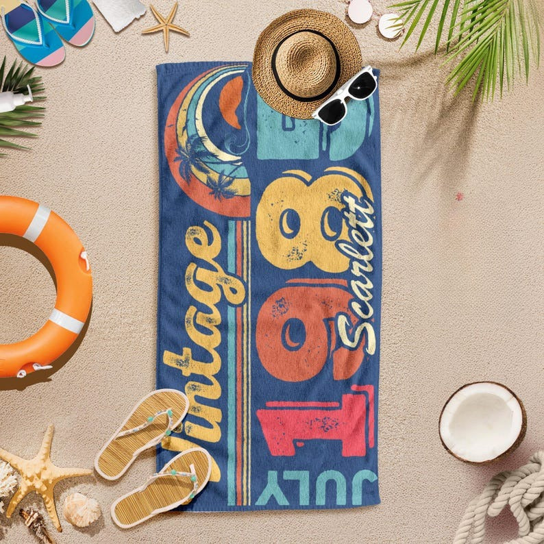 40th Birthday Retro Beach Towel, 40th Birthday Gifts 40th Birthday Party, 1985 Vintage Birthday Gift, Retro Style, 40th Birthday for Women