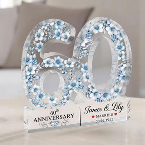 Personalized 60th Wedding Anniversary Acrylic Block, Custom Diamond Anniversary Gifts, 60 Years Anniversary Gifts For Parents, Grandparents