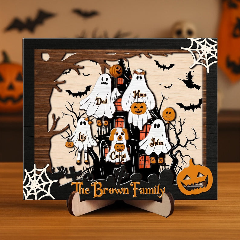 Personalized Halloween Ghost Family Wood Sign, Our Boo Crew, Halloween Family Sign, Cute Halloween Decor, Creepy Kooky Spooky Wall Decor
