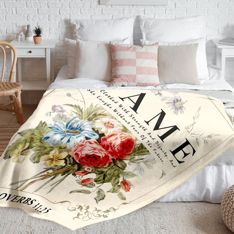 Personalized Throw Blanket Gifts for Women Christian Name Blanket Religious Gifts for Wife Friends Catholics Mom Grandma Birthday Gifts