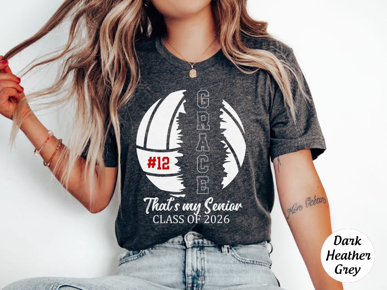 Volleyball Mom Senior Night T-Shirt, Personalized Volleyball Mom Shirt, Custom Volleyball Team, Volleyball Name T Shirt, Volleyball Gift