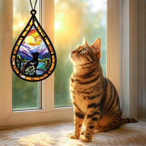 Cat Loss Memorial Suncatcher Personalized Loss of Cat Keychain Cat Sympathy Card Name Pet Ornament Cat Lovers Gifts Pet Passing Remembrance