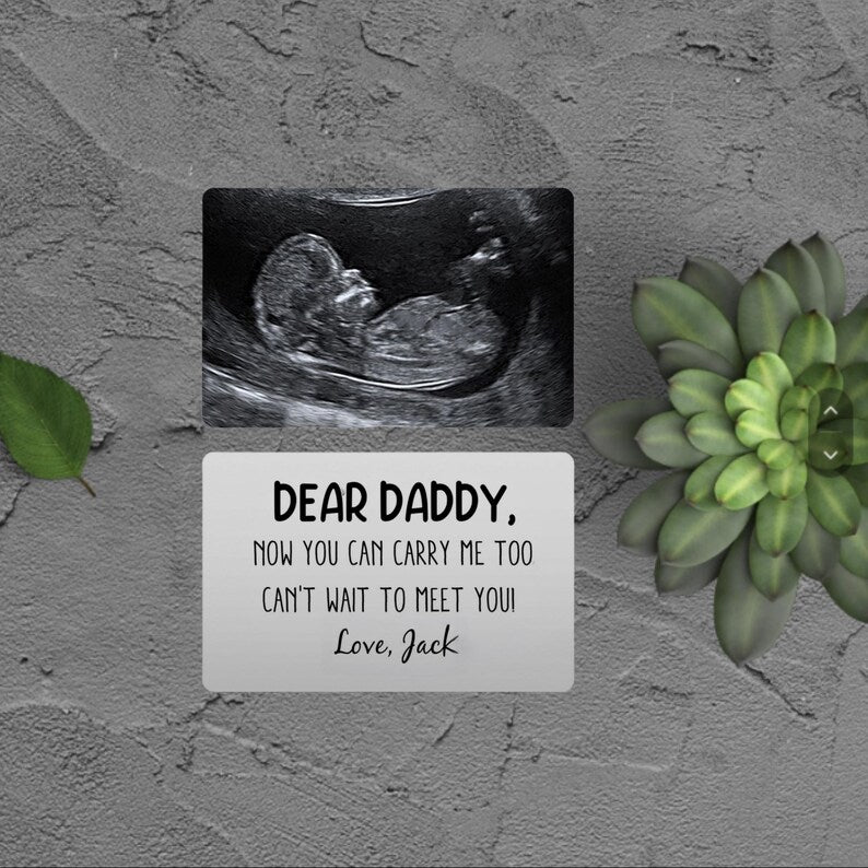 Custom Metal Ultrasound Picture Wallet Card,Perfect for New Baby Sonogram,Pregnancy Keepsake,new Dad,Baby Shower Present,Father's Day Gift