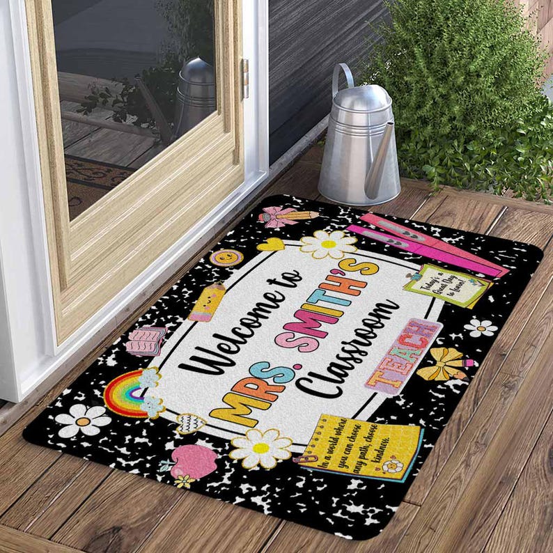 Personalized Teacher Name Doormat, Classroom Decoration, School Supply Gift for Teacher, Teacher Appreciation Gift, Teacher Week Gift