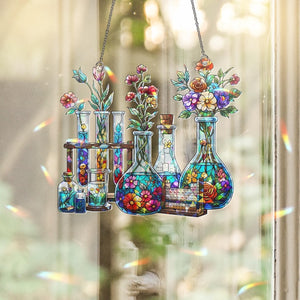 Science Classroom Acrylic Window Hanging | Chemistry Teacher Decor | Lab Glassware Art | Back to School STEM Gift for Teachers