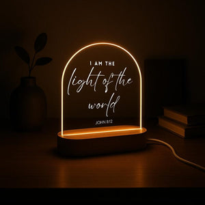 Custom Bible Verse Night Light Personalized Christian LED Lamp Religious Gift for Her, Faith Decor, Scripture Light with Wooden Base
