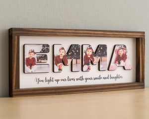Wooden Name Picture Frame Personalized Baby Room Sign Custom Photo Frame