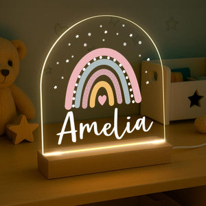 Personalised LED Nursery Lamp, Kids Night Light Gift, Rainbow Light, Baby Girl Light, Birthday Gifts for Kids, Kids Bedroom Nursery Light