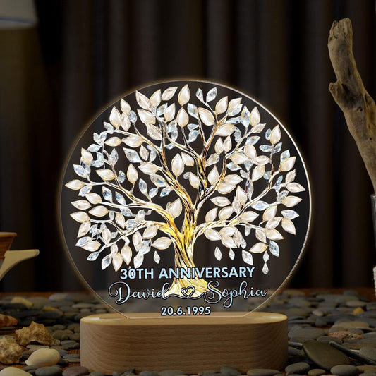 Personalized 30th Wedding Anniversary Led Light, Pearl Anniversary Gifts, 30th Anniversary Gifts For Parents,Pearl 30th Anniversary Keepsake